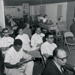 Doctors and nurses in meeting at Meyer Memorial, 1970. Photo courtesy of the Buffalo History Museum, used by permission.